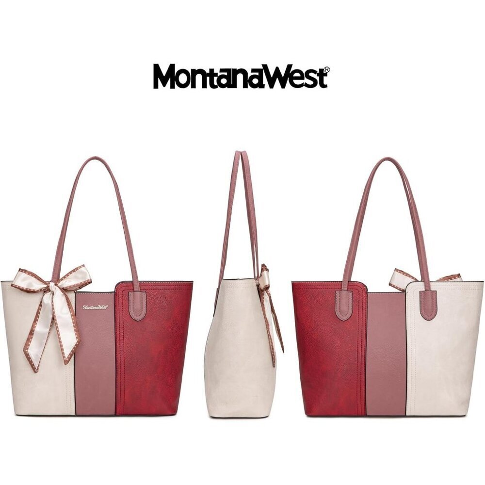 Women Beige With Red Imported Top zipper Top Handle Satchel Purses Handbags - Picture 3 of 6